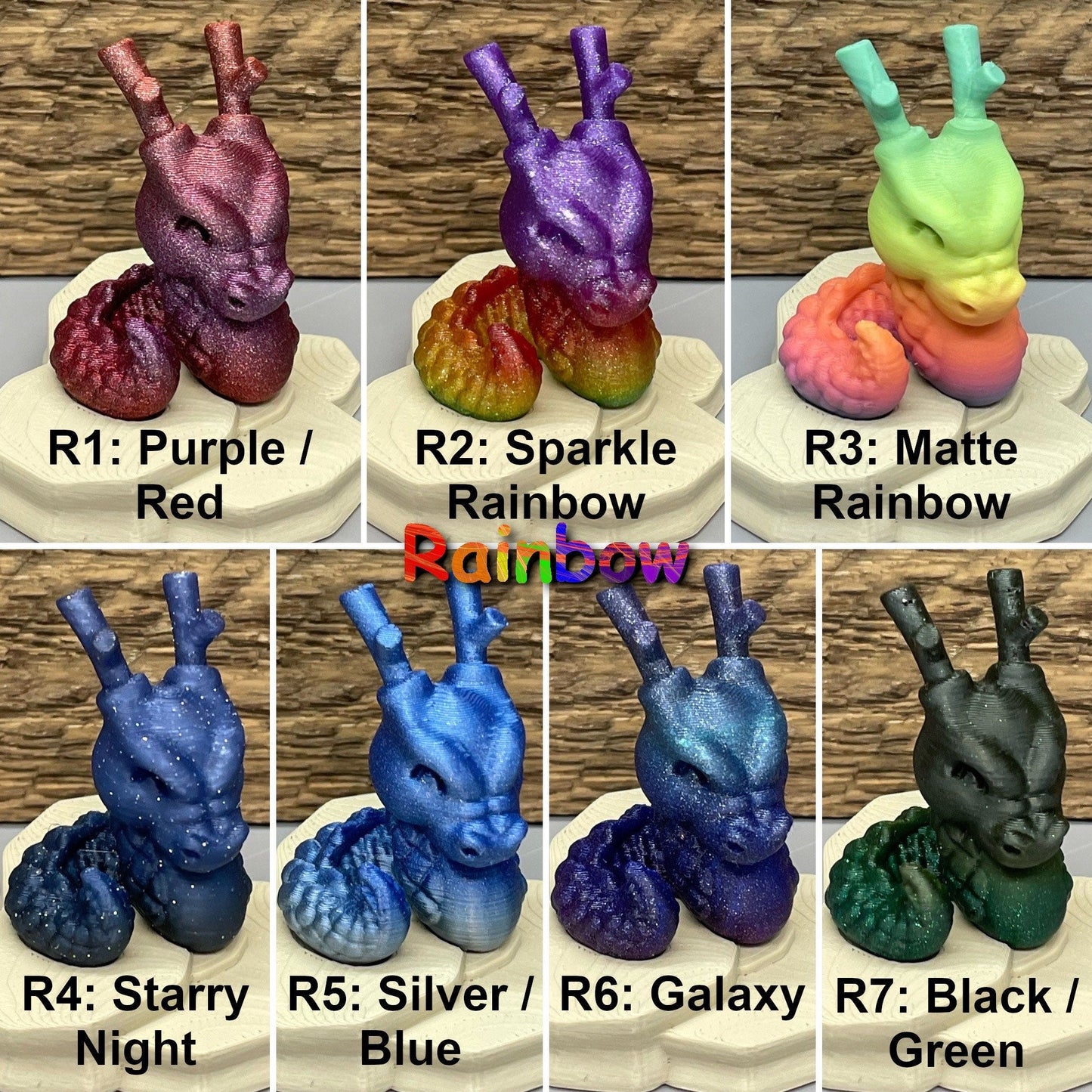 Beautiful Serenity Dragon! - 3D Printed. Premium Colors! Cute and Calming Desk Pet!