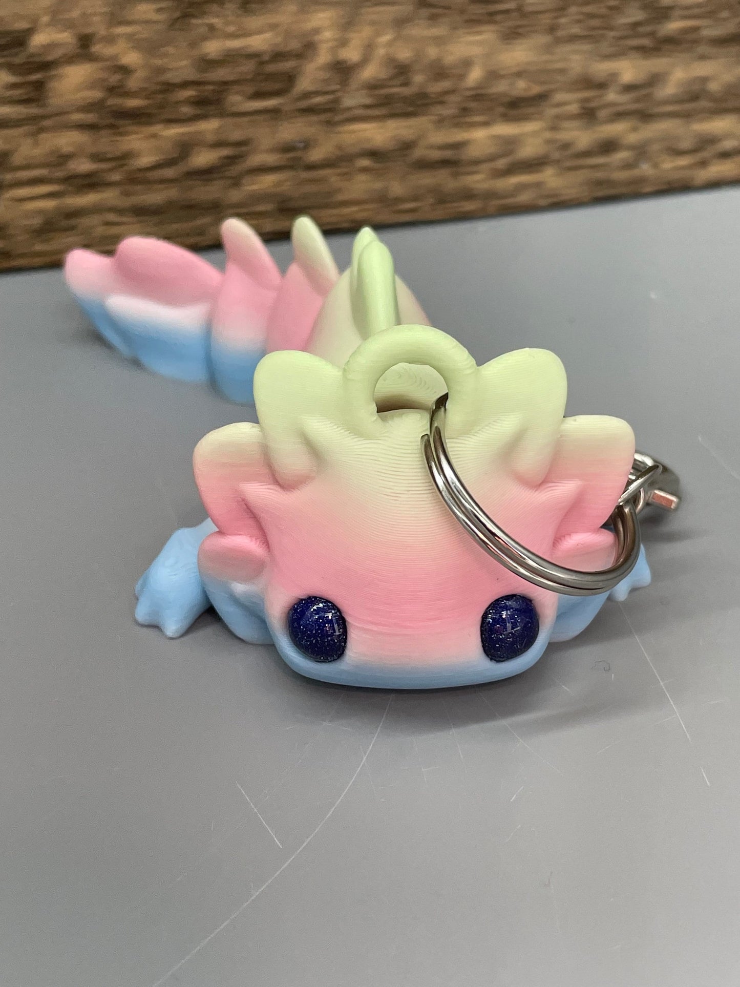 Adorable 3D Printed Articulating Axolotl Tadpole Keychain! Squeee!