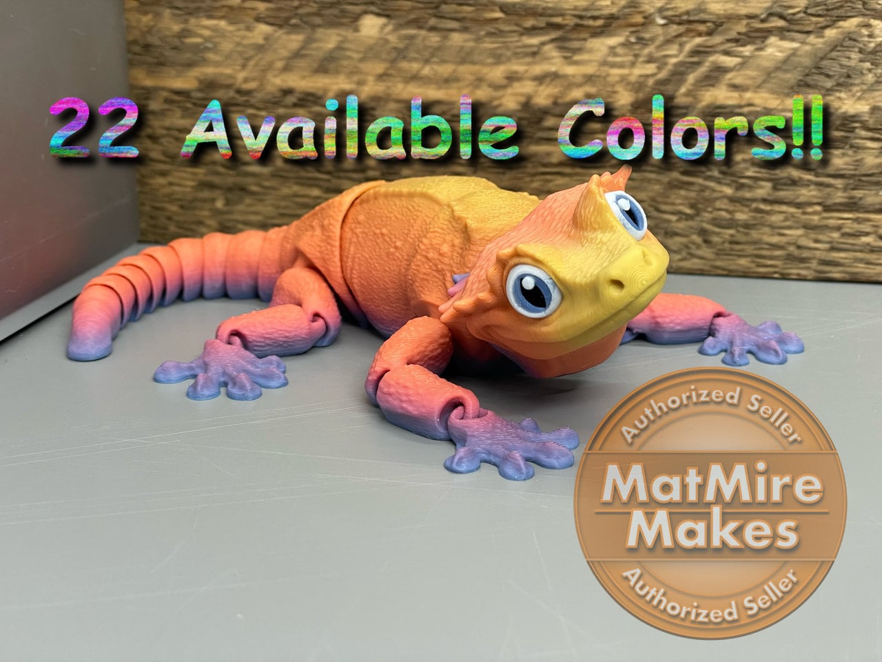 Articulated Crested Gecko! - 3D Printed. Premium Colors! Fun Desk Lizard!