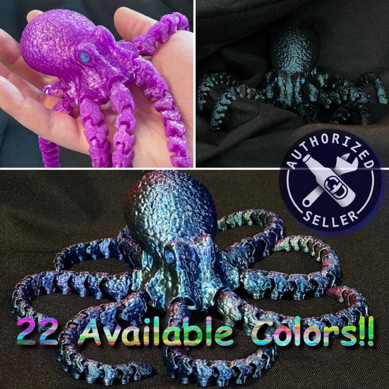 3D Print-to-Order, Articulated Octopus - 22 Premium Colors!