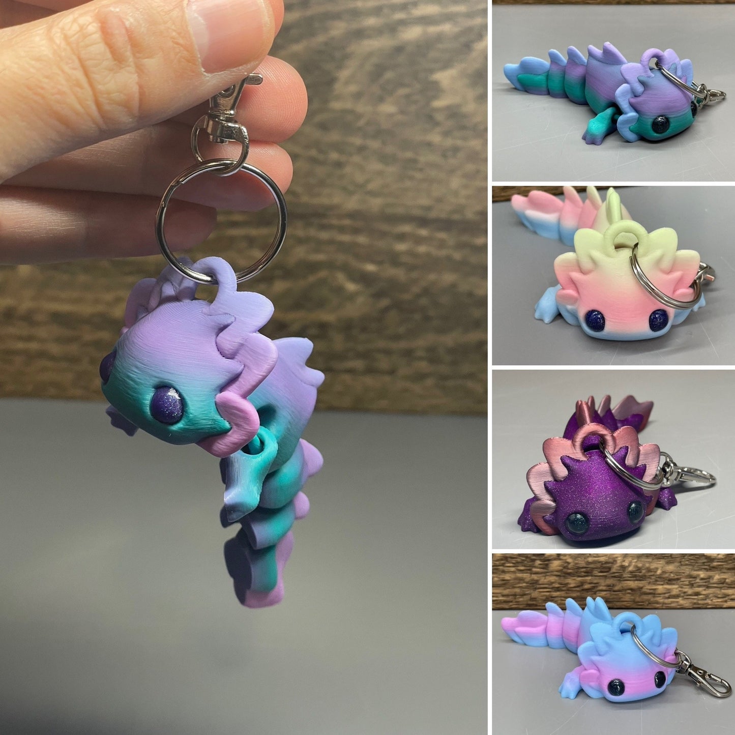 Adorable 3D Printed Articulating Axolotl Tadpole Keychain! Squeee!