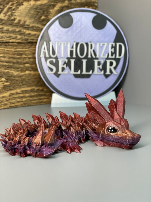 Articulated Baby Crystal Dragon! - 3D Printed. Premium Colors! Cute DnD Desk Pet!