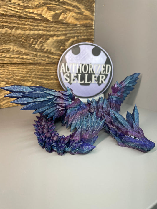 Articulated Winged Crystal Dragon! - 3D Printed. Premium Colors! Cute DnD Desk Pet!