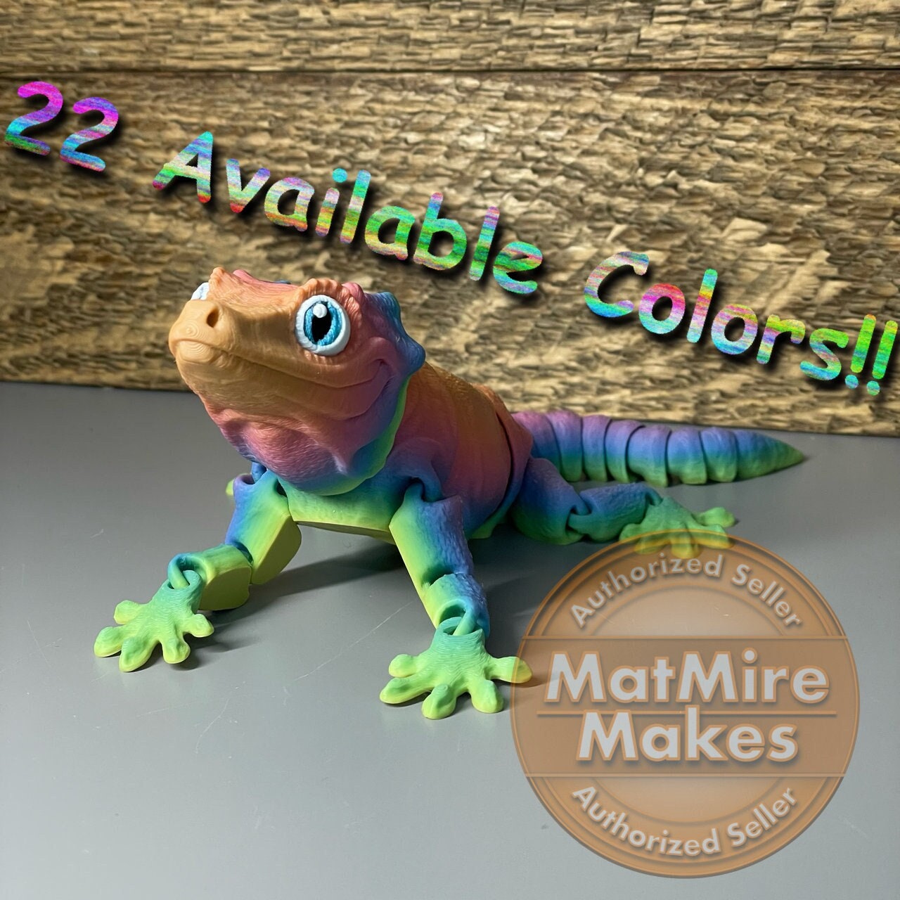 Articulated Gargoyle Gecko! - 3D Printed. Premium Colors! Fun Desk Lizard!